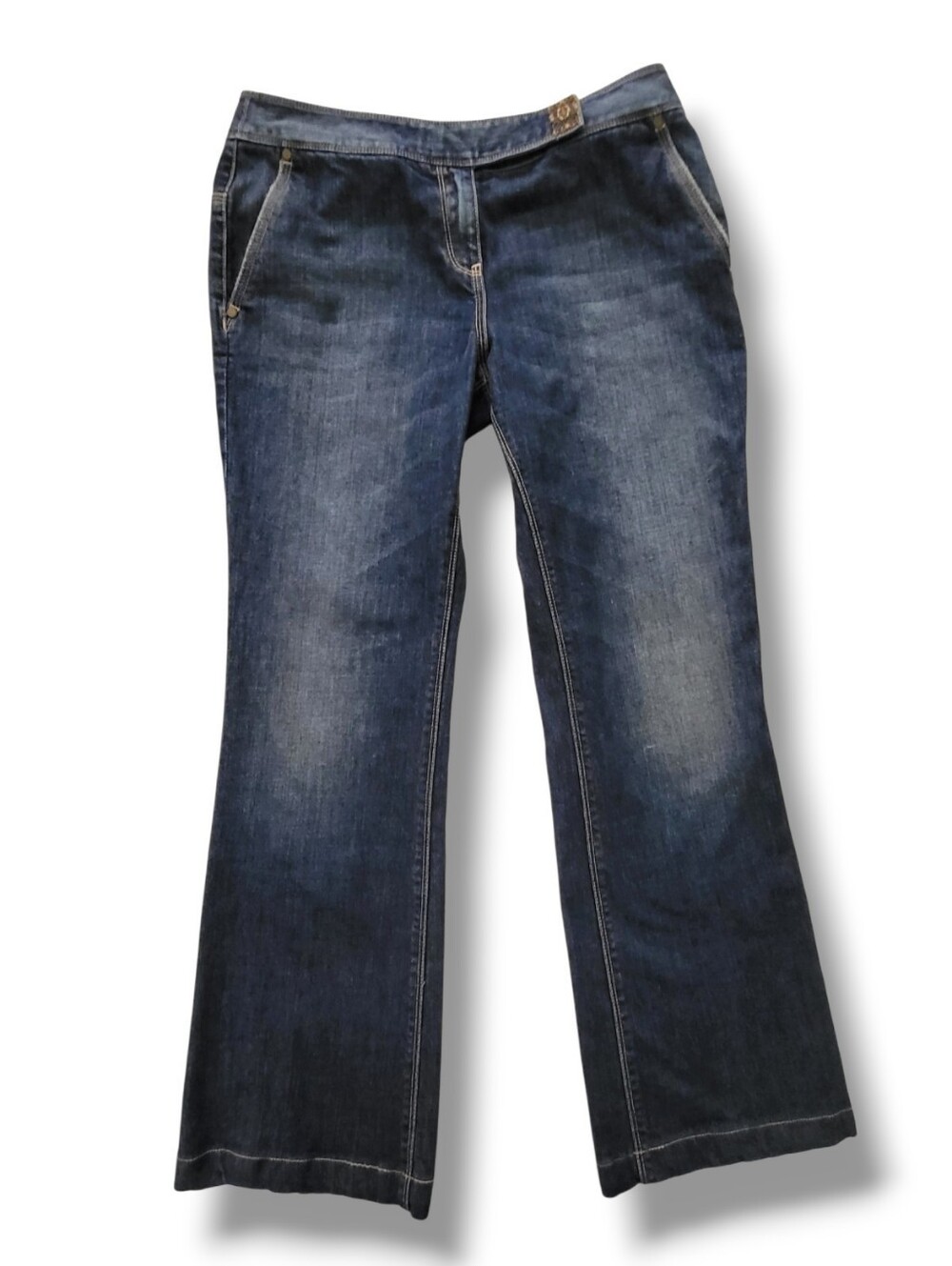 ELIE TAHARI Kimberly Mid-Rise Medium Wash Trouser Jeans